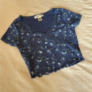 Cut & Paste Y2K v-neck Floral baby lace babydoll fairygoth whimsigoth Crop Top